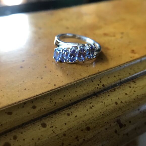 Natural Tanzanite Sterling Silver Ring Size 6 - Picture 1 of 5